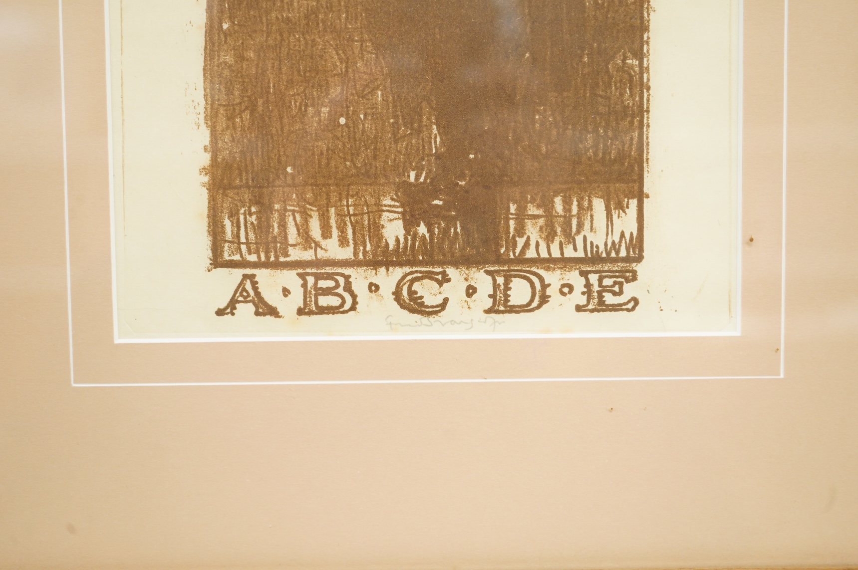 Sir Frank Brangwyn RA; RWS; RBA (1867-1956), 'A.B.C.D.E.', signed in pencil, sepia dry point etching, 23 x 18cm